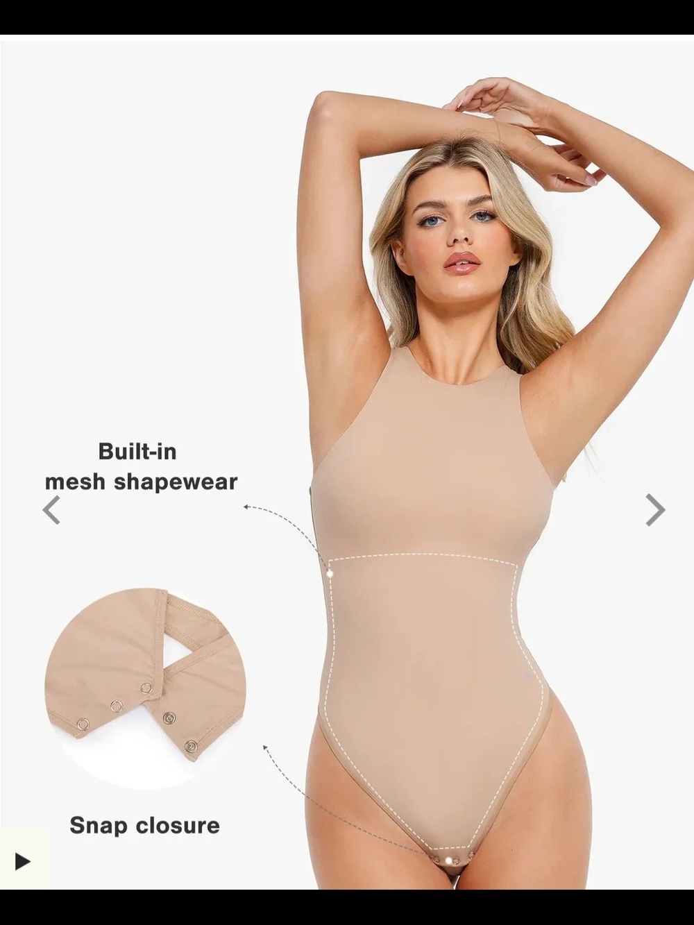 Popilush Seamless Nude High-Neck Shapewear Bodysuit NWT SIZE L